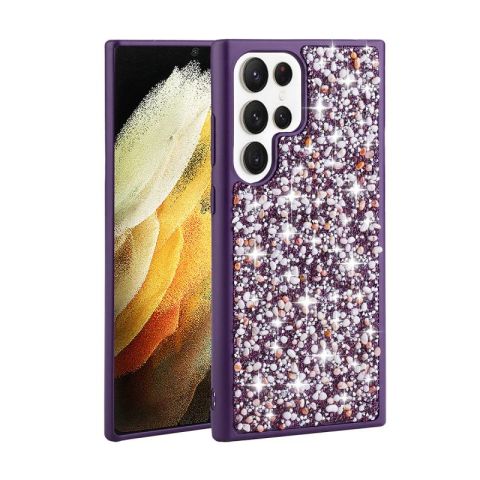 Galaxy S23 Ultra Kılıf Parlak Taşlı Tasarım Patinda Linea Kapak