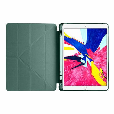 Apple iPad 10.2 (8.Nesil) Kılıf Patinda Tri Folding Kalem Bölmeli Standlı Kılıf
