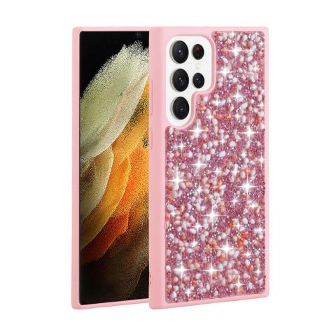 Galaxy S23 Ultra Kılıf Parlak Taşlı Tasarım Patinda Linea Kapak