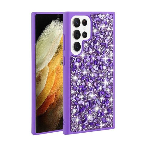 Galaxy S23 Ultra Kılıf Parlak Taşlı Tasarım Patinda Linea Kapak