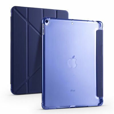 Apple iPad 10.2 (8.Nesil) Kılıf Patinda Tri Folding Kalem Bölmeli Standlı Kılıf
