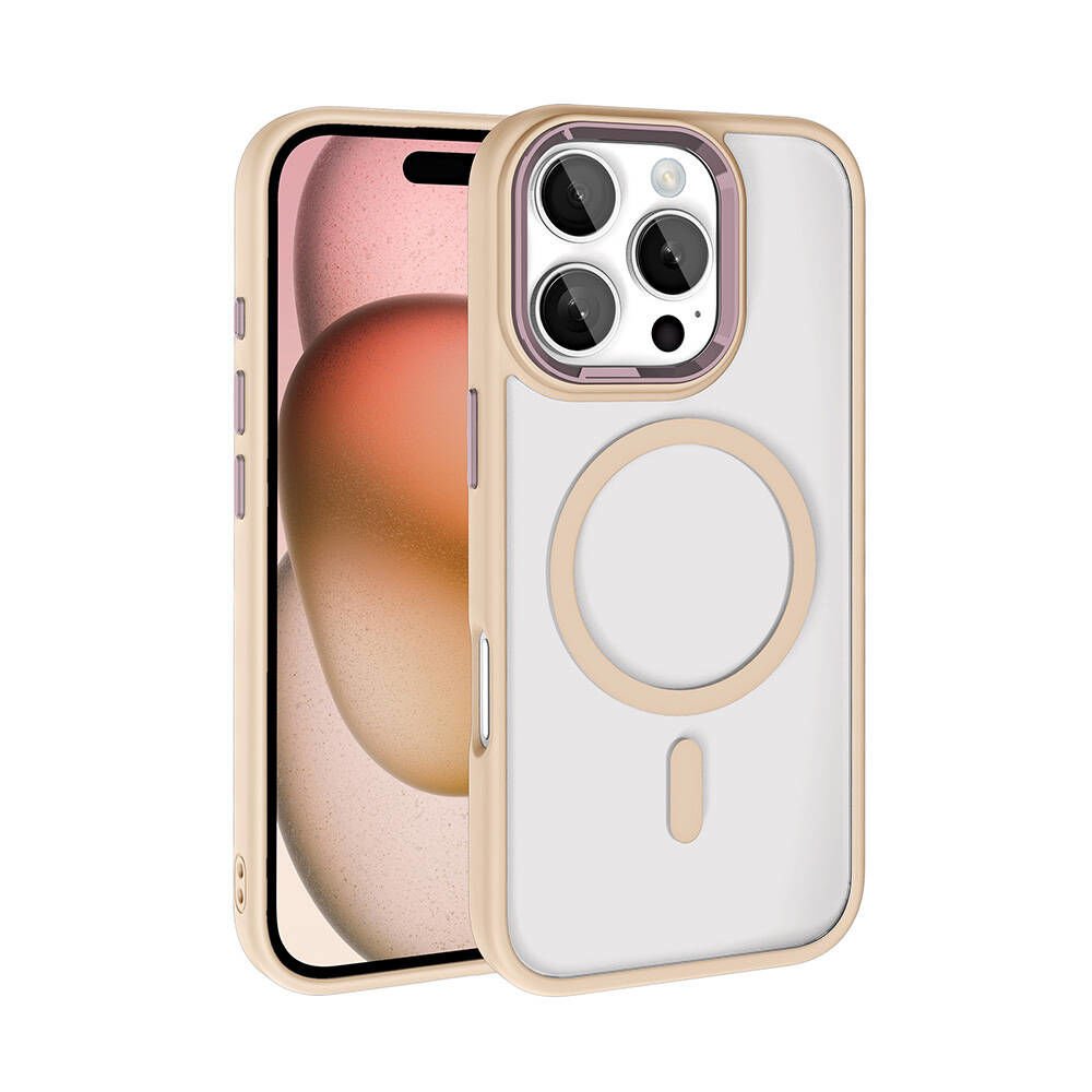 Apple iPhone 16 Pro Max Kılıf Wireless Şarj Özellikli Krom Magsafe Silikon Kapak