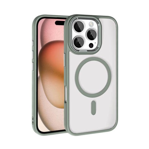 Apple iPhone 16 Pro Max Kılıf Wireless Şarj Özellikli Krom Magsafe Silikon Kapak