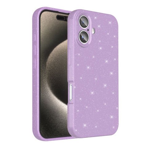 Apple iPhone 16 Plus Kılıf Kamera Korumalı Simli Lüks Patinda Koton Kapak