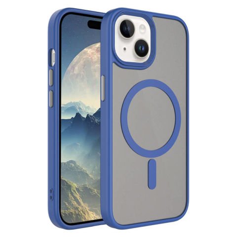 Apple iPhone 15 Plus Kılıf Mat Arka Yüzey Wireless Şarj Özellikli Patinda Flet Magsafe Kapak