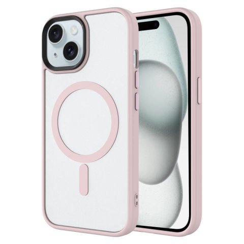 Apple iPhone 15 Plus Kılıf Mat Arka Yüzey Wireless Şarj Özellikli Patinda Flet Magsafe Kapak
