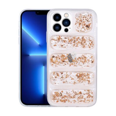 Apple iPhone 13 Pro Kılıf Kamera Korumalı Simli Airbag'li Patinda Dalga Kapak