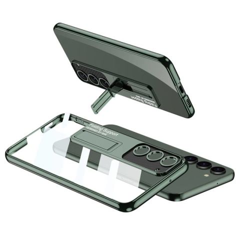 Galaxy S23 Plus Kılıf Kamera Korumalı Şeffaf Tasarımlı Patinda Lego Standlı Kapak