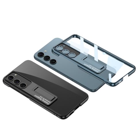 Galaxy S23 Plus Kılıf Kamera Korumalı Şeffaf Tasarımlı Patinda Lego Standlı Kapak