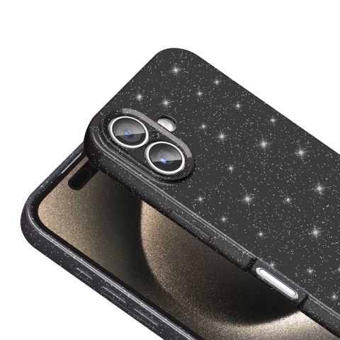 Apple iPhone 16 Kılıf Kamera Korumalı Simli Lüks Patinda Koton Kapak
