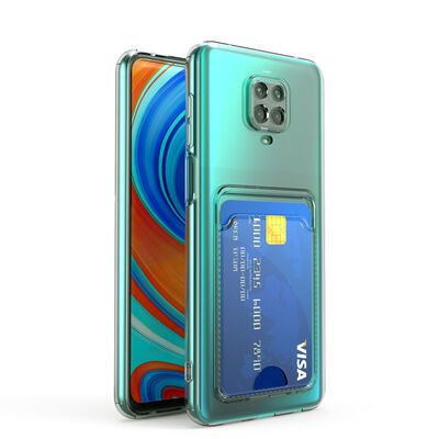 Xiaomi Redmi Note 9 Pro Kılıf Kartlıklı Şeffaf Patinda Setra Clear Silikon Kapak