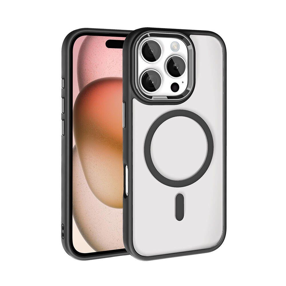 Apple iPhone 16 Pro Kılıf Wireless Şarj Özellikli Krom Magsafe Silikon Kapak