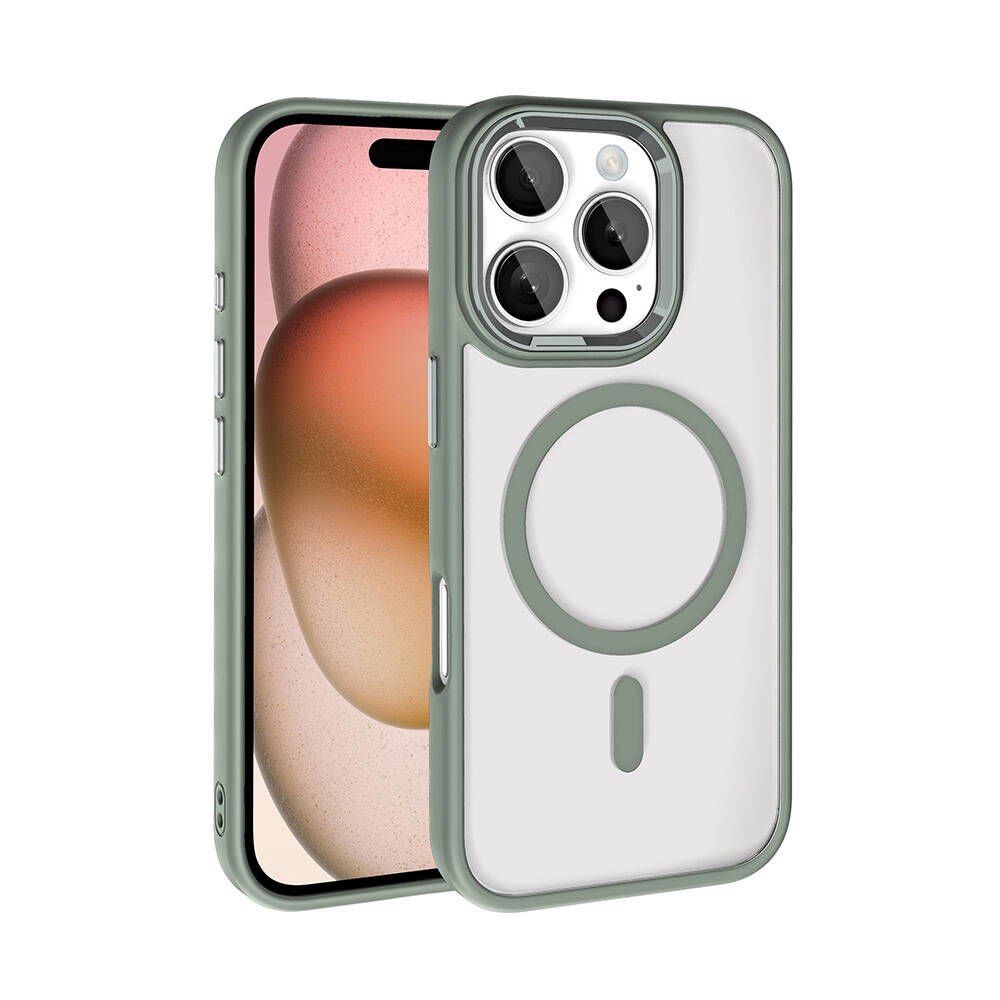 Apple iPhone 16 Pro Kılıf Wireless Şarj Özellikli Krom Magsafe Silikon Kapak