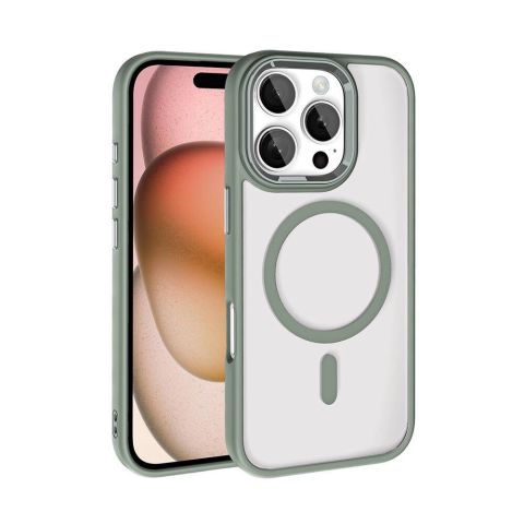 Apple iPhone 16 Pro Kılıf Wireless Şarj Özellikli Krom Magsafe Silikon Kapak