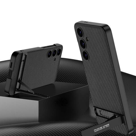 Galaxy S24 Kılıf Patinda Kamera Korumalı Leather Dikey Standlı Ays Kapak