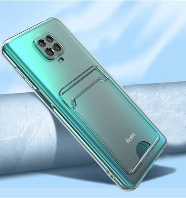 Xiaomi Redmi Note 9S Kılıf Kartlıklı Şeffaf Patinda Setra Clear Silikon Kapak