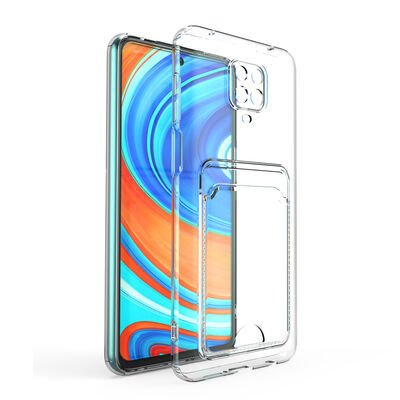 Xiaomi Redmi Note 9S Kılıf Kartlıklı Şeffaf Patinda Setra Clear Silikon Kapak
