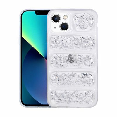 Apple iPhone 13 Kılıf Kamera Korumalı Simli Airbag'li Patinda Dalga Kapak