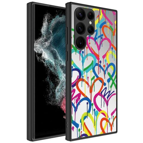 Galaxy S23 Ultra Kılıf Aynalı Desenli Kamera Korumalı Parlak Patinda Mirror Kapak