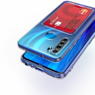 Xiaomi Redmi Note 8 Kılıf Kartlıklı Şeffaf Patinda Setra Clear Silikon Kapak
