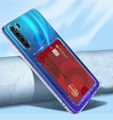 Xiaomi Redmi Note 8 Kılıf Kartlıklı Şeffaf Patinda Setra Clear Silikon Kapak