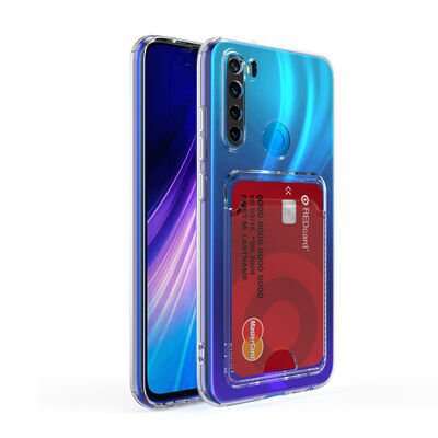 Xiaomi Redmi Note 8 Kılıf Kartlıklı Şeffaf Patinda Setra Clear Silikon Kapak
