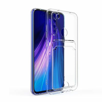 Xiaomi Redmi Note 8 Kılıf Kartlıklı Şeffaf Patinda Setra Clear Silikon Kapak