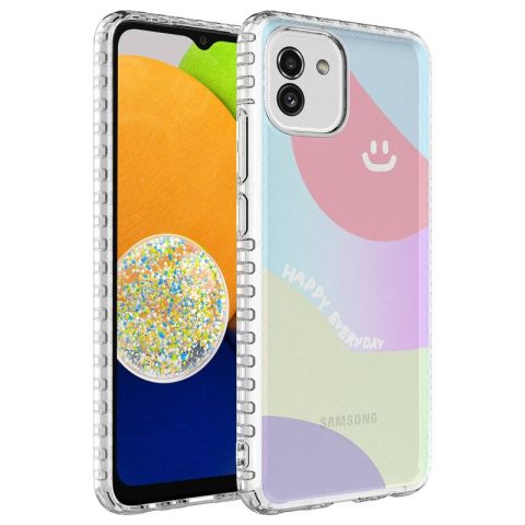 Galaxy A04 Kılıf Airbag Kenarlı Renkli Desenli Silikon Patinda Elegans Kapak