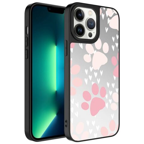 Apple iPhone 13 Pro Kılıf Aynalı Desenli Kamera Korumalı Parlak Patinda Mirror Kapak