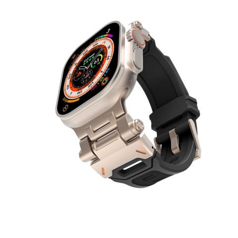 Apple Watch Ultra 49mm Patinda KRD-108 Metal Başlıklı Silikon Kordon