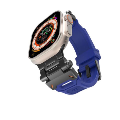 Apple Watch Ultra 49mm Patinda KRD-108 Metal Başlıklı Silikon Kordon