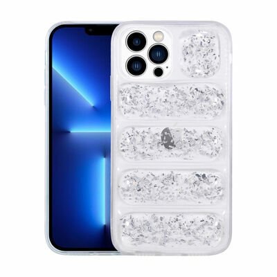 Apple iPhone 12 Pro Max Kılıf Kamera Korumalı Simli Airbag'li Patinda Dalga Kapak