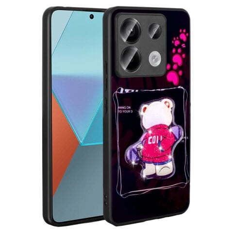 Xiaomi Redmi Note 13 Pro 5G Kılıf Parlayan Kabartmalı İkonik Figürlü Patinda Amas Silikon Kapak