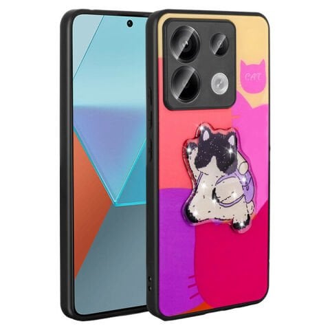 Xiaomi Redmi Note 13 Pro 5G Kılıf Parlayan Kabartmalı İkonik Figürlü Patinda Amas Silikon Kapak