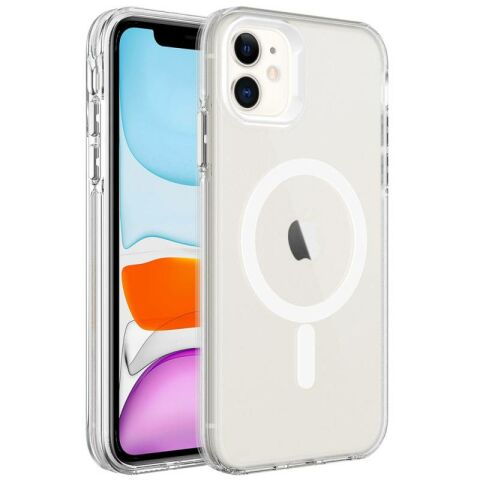 Apple iPhone 12 Kılıf Patinda Magsafe Şarj Özellikli Buzlu Transparan C-Pro Sert Kapak