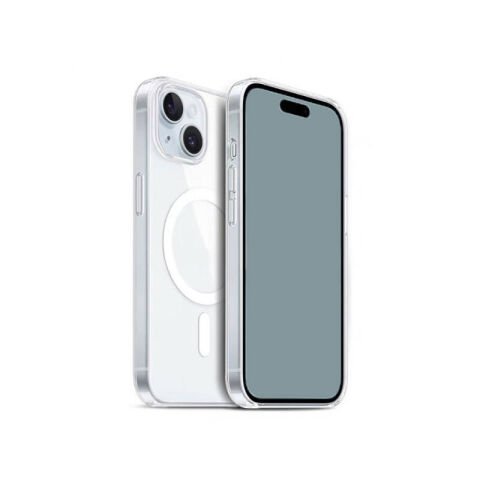 Apple iPhone 15 Kılıf Magsafe Şarj Özellikli Şeffaf Sert PC Patinda Embos Kapak