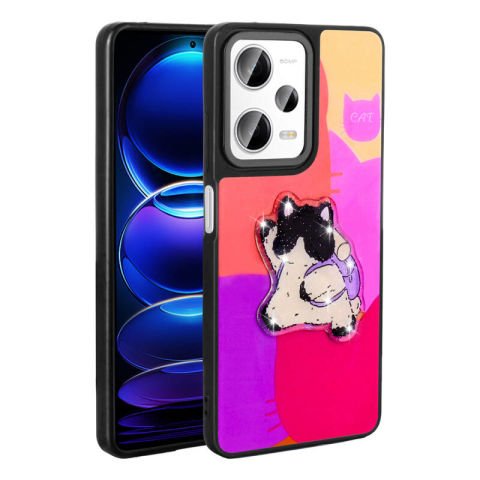 Xiaomi Redmi Note 12 Pro 5G Kılıf Parlayan Kabartmalı İkonik Figürlü Patinda Amas Silikon Kapak