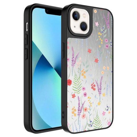 Apple iPhone 13 Kılıf Aynalı Desenli Kamera Korumalı Parlak Patinda Mirror Kapak