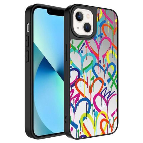 Apple iPhone 13 Kılıf Aynalı Desenli Kamera Korumalı Parlak Patinda Mirror Kapak