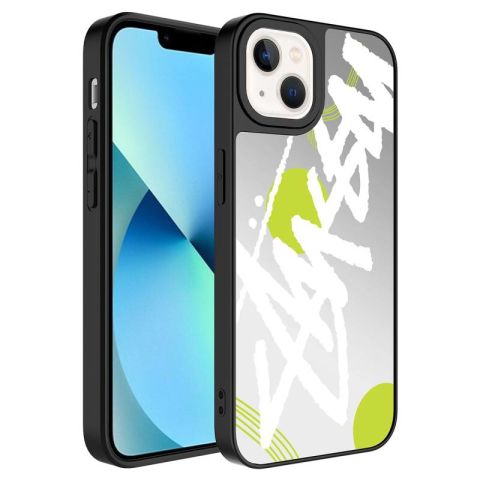 Apple iPhone 13 Kılıf Aynalı Desenli Kamera Korumalı Parlak Patinda Mirror Kapak