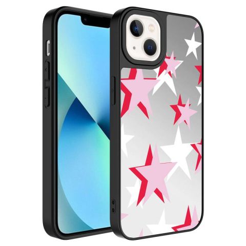 Apple iPhone 13 Kılıf Aynalı Desenli Kamera Korumalı Parlak Patinda Mirror Kapak