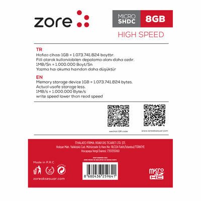 Patinda Micro SD Hafıza Kartı 8GB
