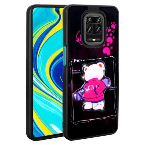 Xiaomi Redmi Note 9 Pro Kılıf Parlayan Kabartmalı İkonik Figürlü Patinda Amas Silikon Kapak
