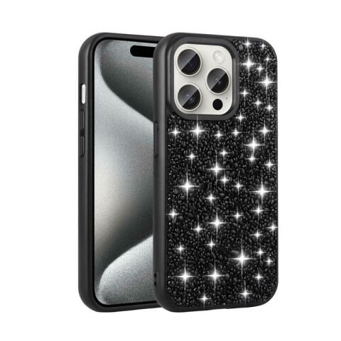 Apple iPhone 15 Pro Max Kılıf Parlak Taşlı Tasarım Patinda Linea Kapak