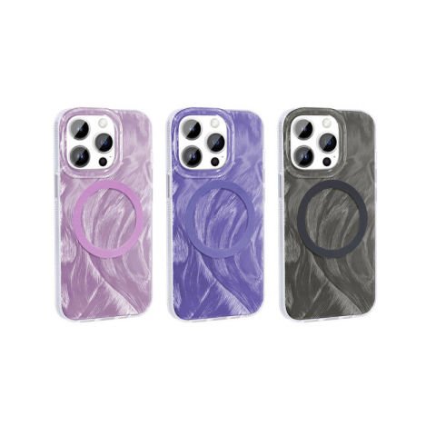 Apple iPhone 15 Pro Max Kılıf Magsafe Şarj Özellikli Fırça Boya Desenli Patinda Palet Kapak