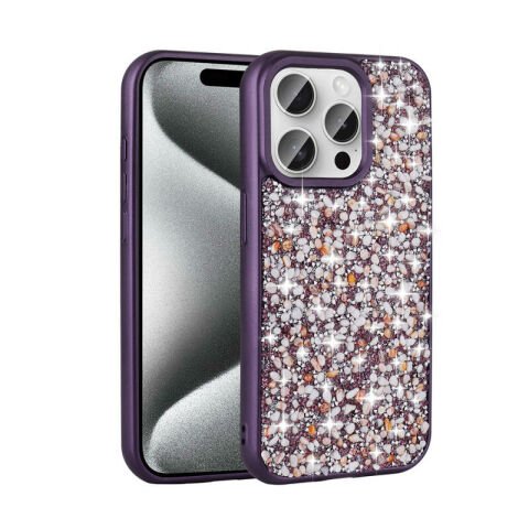 Apple iPhone 15 Pro Max Kılıf Parlak Taşlı Tasarım Patinda Linea Kapak
