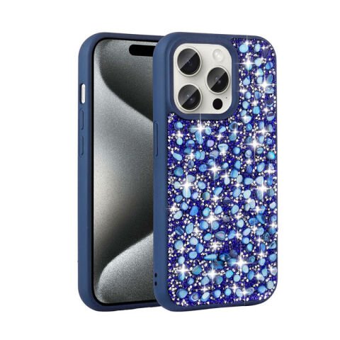 Apple iPhone 15 Pro Max Kılıf Parlak Taşlı Tasarım Patinda Linea Kapak