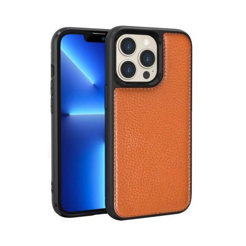 Apple iPhone 13 Pro Max Kılıf Wiwu Genuine Leather Plastic Calfskin Orjinal Deri Kapak