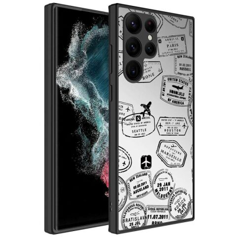 Galaxy S22 Ultra Kılıf Aynalı Desenli Kamera Korumalı Parlak Patinda Mirror Kapak