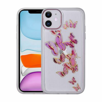 Apple iPhone 11 Kılıf Figürlü Desenli Işıltılı Sert Patinda Sos Kapak